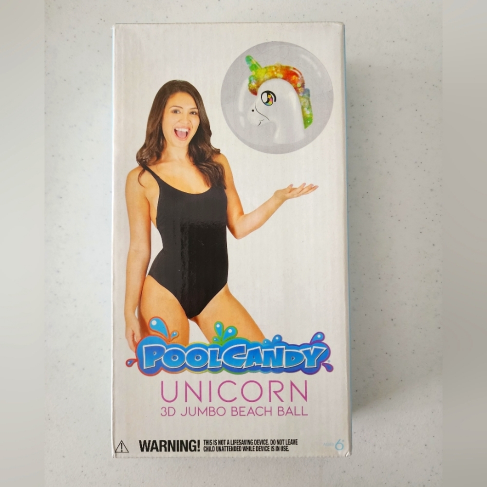 NWT PoolCandy 3D Unicorn Jumbo Beach Ball